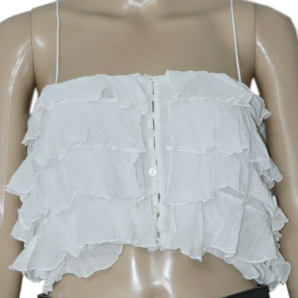 Free People Fauna Tank Fp One Ruffle Buttondown Tiered Top New XS - Picture 5 of 7